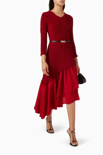 Odessa Textured Belted Midi Dress