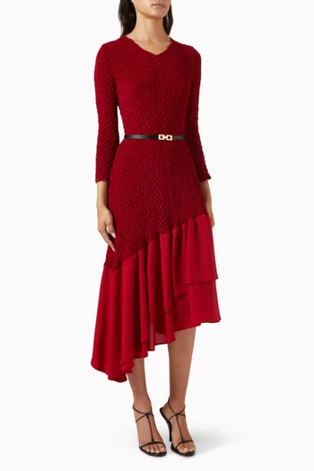 Odessa Textured Belted Midi Dress