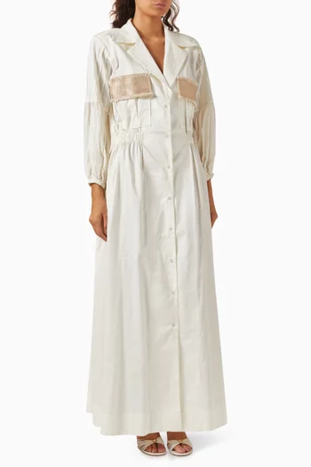 Valeria Embroidered Maxi Dress in Cotton