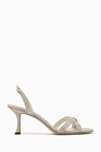 Elsy 70 Slingback Sandals in Snake-print Leather