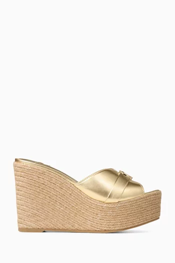 Leda 100 Wedge Sandals in Metallic Leather