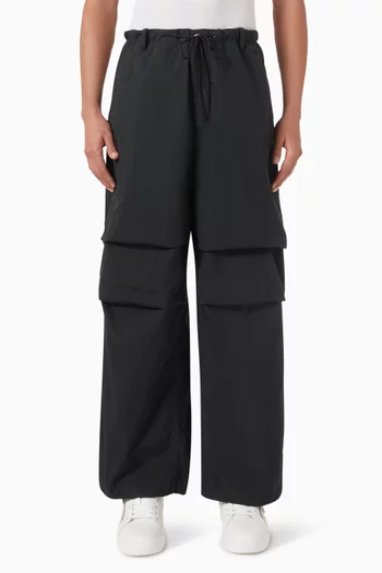 Drawstring Parachute Pants in Cotton-blend