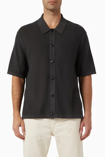 قميص بأزرار قطن شبكي