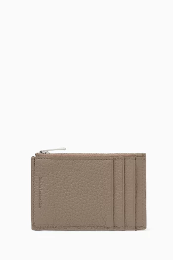 حافظة بطاقات بشعار الماركة جلد