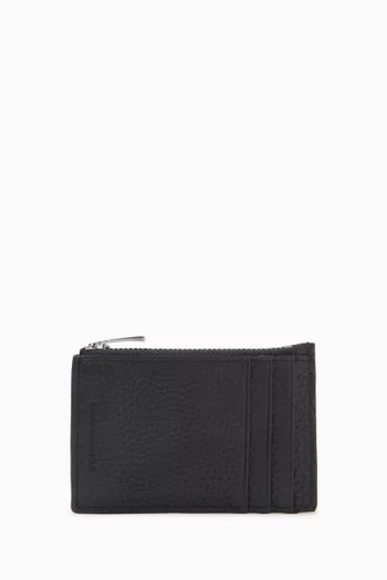 حافظة بطاقات بسحّاب جلد