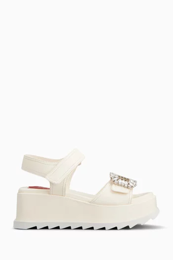 Slidy Viv' 65 Wedge Sandals in Nappa Leather