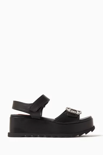 Slidy Viv' 65 Wedge Sandals in Nappa Leather