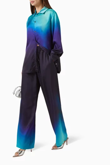 Watercolour Wide-leg Pants in Recycled Satin
