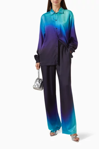 Watercolour Oversized Shirt in Recycled Satin