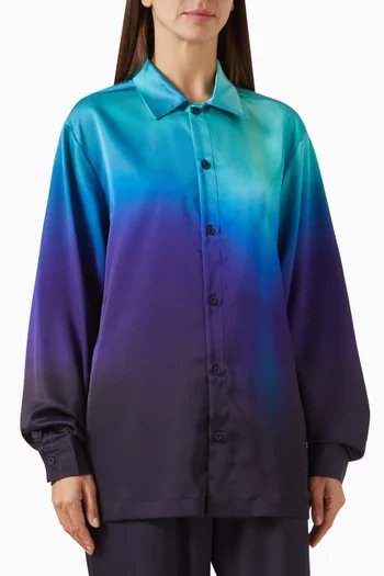 Watercolour Oversized Shirt in Recycled Satin