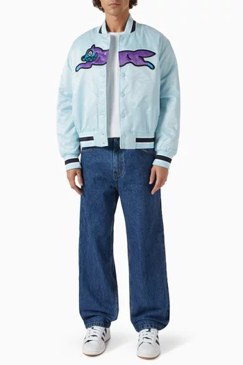 Running Dog Bomber Jacket in Satin