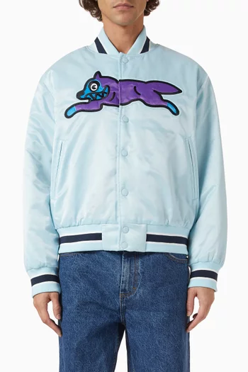 Running Dog Bomber Jacket in Satin