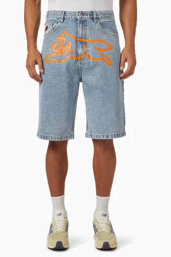 Running Dog Shorts in Cotton-denim