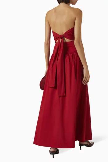 Gathered Tie-back Dress in Cotton-blend