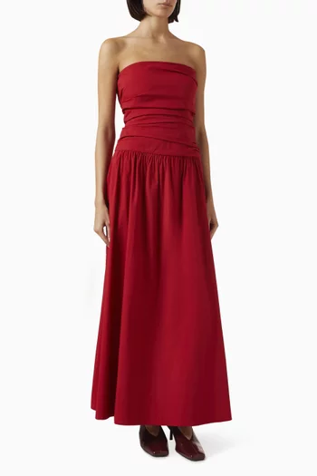 Gathered Tie-back Dress in Cotton-blend