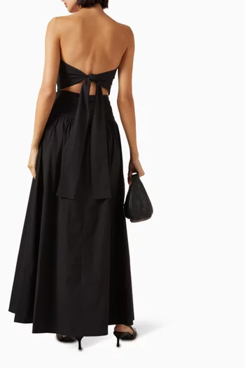 Gathered Tie-back Dress in Cotton-blend