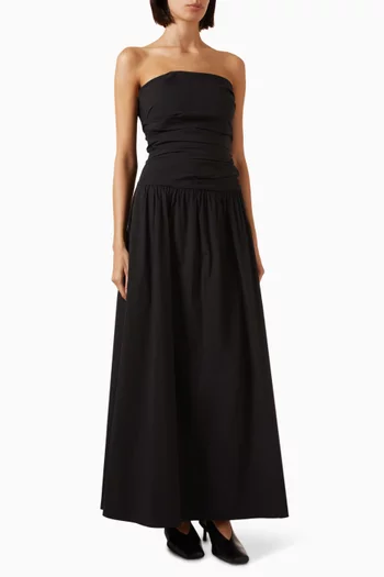 Gathered Tie-back Dress in Cotton-blend