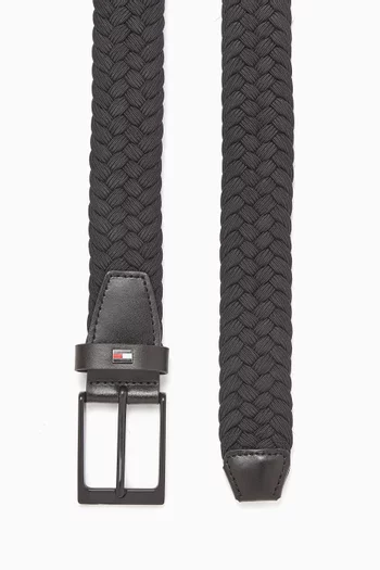 Layton Square Buckle Belt in Woven Elastic