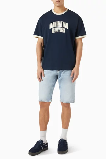 Varsity Logo Appliqué Ringer T-shirt in Cotton-jersey