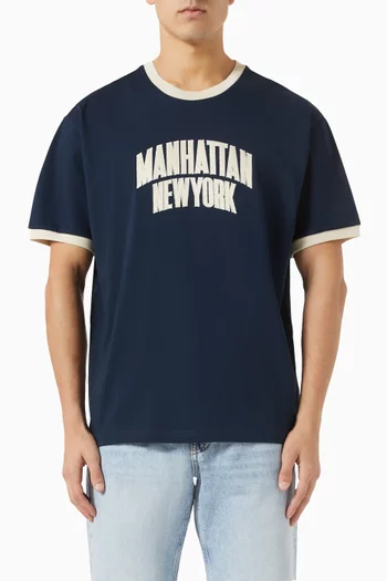 Varsity Logo Appliqué Ringer T-shirt in Cotton-jersey