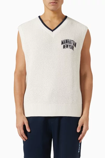 Waffle-knit Vest in Cotton