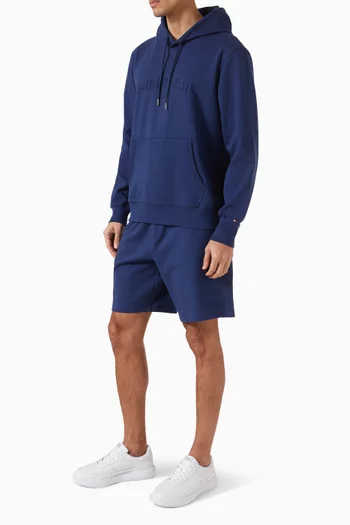 شورت رياضي بشعار الماركة بملمس بارز مزيج قطن