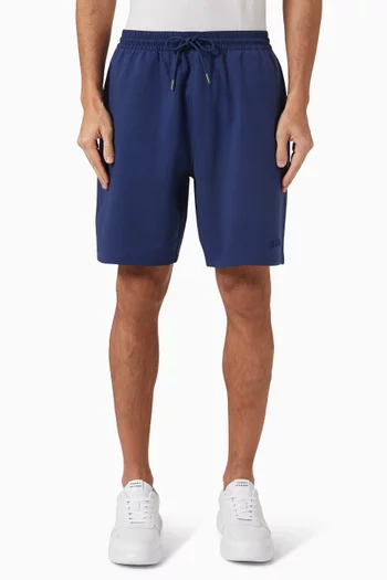 شورت رياضي بشعار الماركة بملمس بارز مزيج قطن