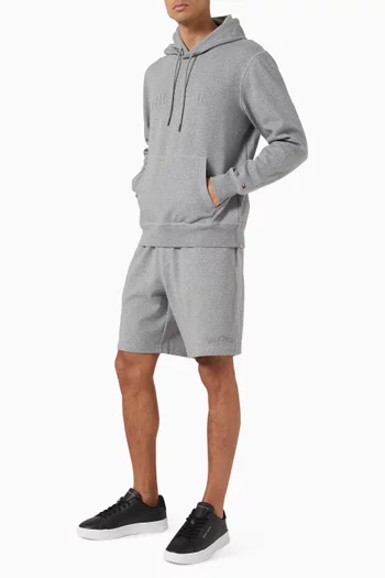 شورت رياضي بشعار الماركة بملمس بارز مزيج قطن