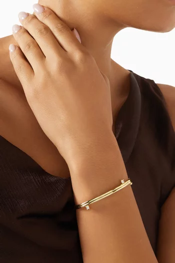 سوار اب اند داون مرصع بأحجار بتصميم دائري نحاس مطلي ذهبي