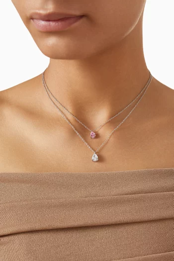 قلادة بسلسلة مزدوجة مرصعة بأحجار زركونيا نحاس مطلي روديوم