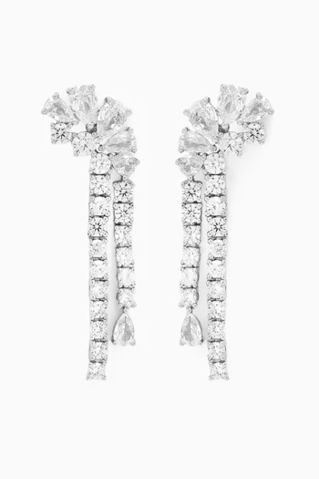 أقراط مود ديكو مرصعة بأحجار زركونيا على شكل كمثرى نحاس مطلي روديوم