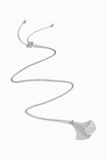 Cleo Rev Luxe Midi Full Diamond Pendant Necklace in 18kt White Gold