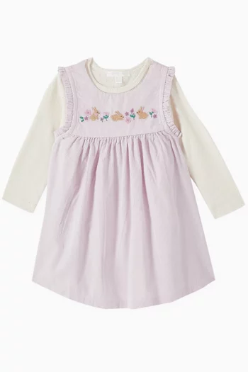 Two-piece Bunny Pinafore Dress Set in Organi Cotton