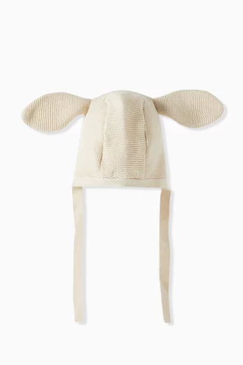 Knitted Bunny Hat in Organic Cotton-wool Blend