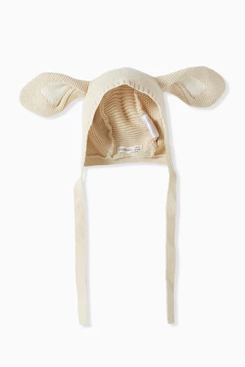 Knitted Bunny Hat in Organic Cotton-wool Blend