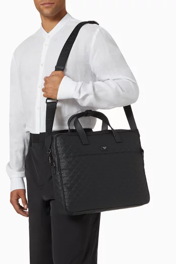 Briefcase in Logo-embossed Leather