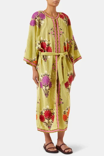 Eden Embroidered Robe in Cotton-knit