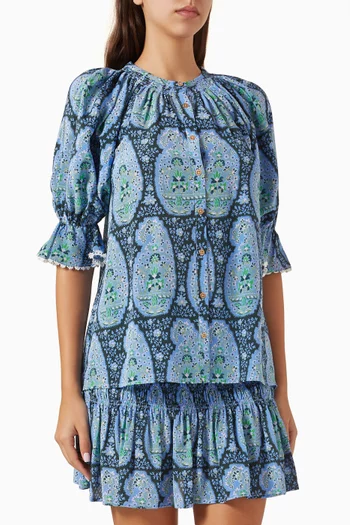Onda Printed Blouse in Silk-crepe