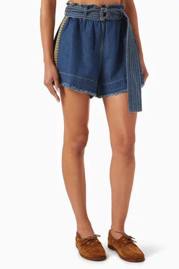 Septime Belted Shorts in Denim