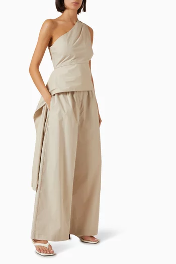 Asymmetric Origami Top in Cotton Blend