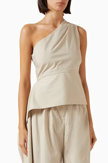 Asymmetric Origami Top in Cotton Blend
