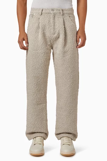 Arnault Pleated Pants in Bouclé Denim