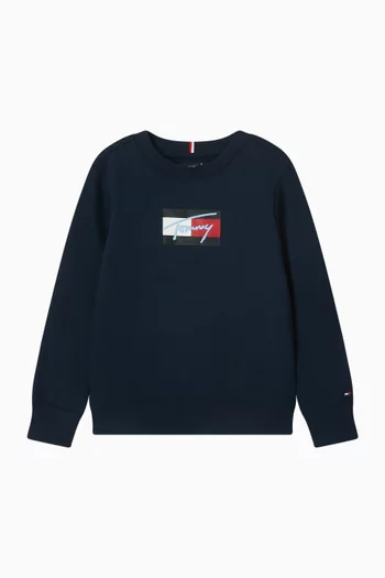 سويت شيرت بطبعة شعار الماركة مزيج قطن