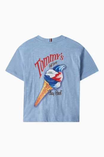 Graphic Textured T-Shirt in Cotton