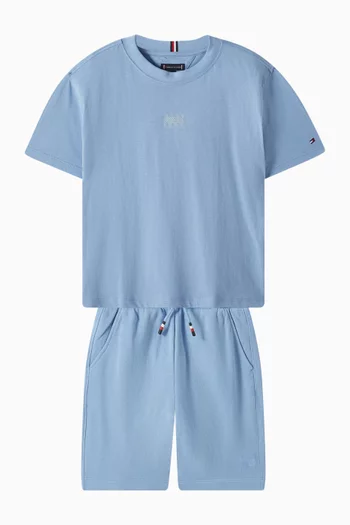 Tonal Flag Embroidered T-Shirt in Cotton
