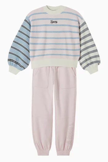 Textured Logo Relaxed Sweatpants in Cotton-blend