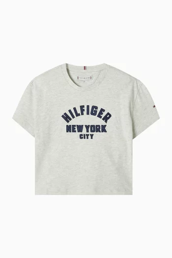 Satin Appliqué Logo T-shirt in Cotton