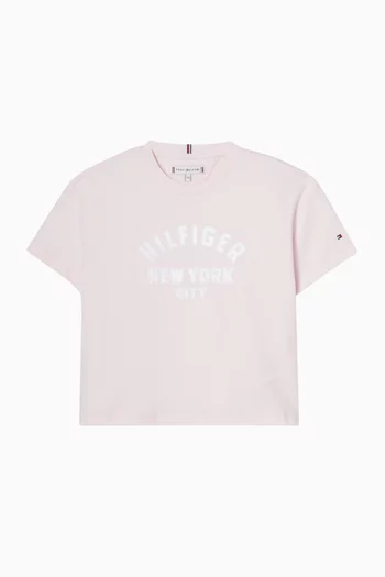 Satin Appliqué Logo T-shirt in Cotton