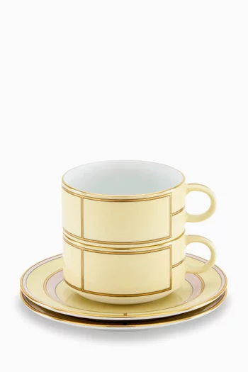 Colonna Tea Cup & Saucer in Porcelain, Set of 2