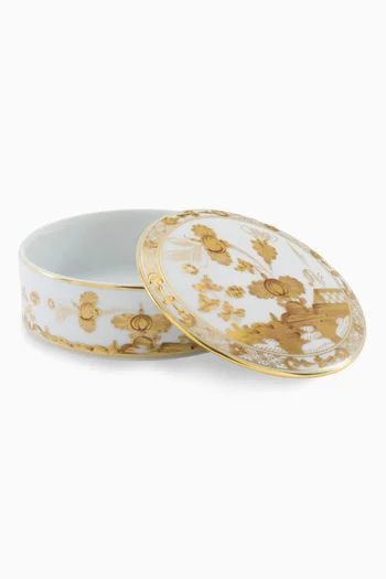 Oriente Italian Large Round Trinket Box in Porcelain